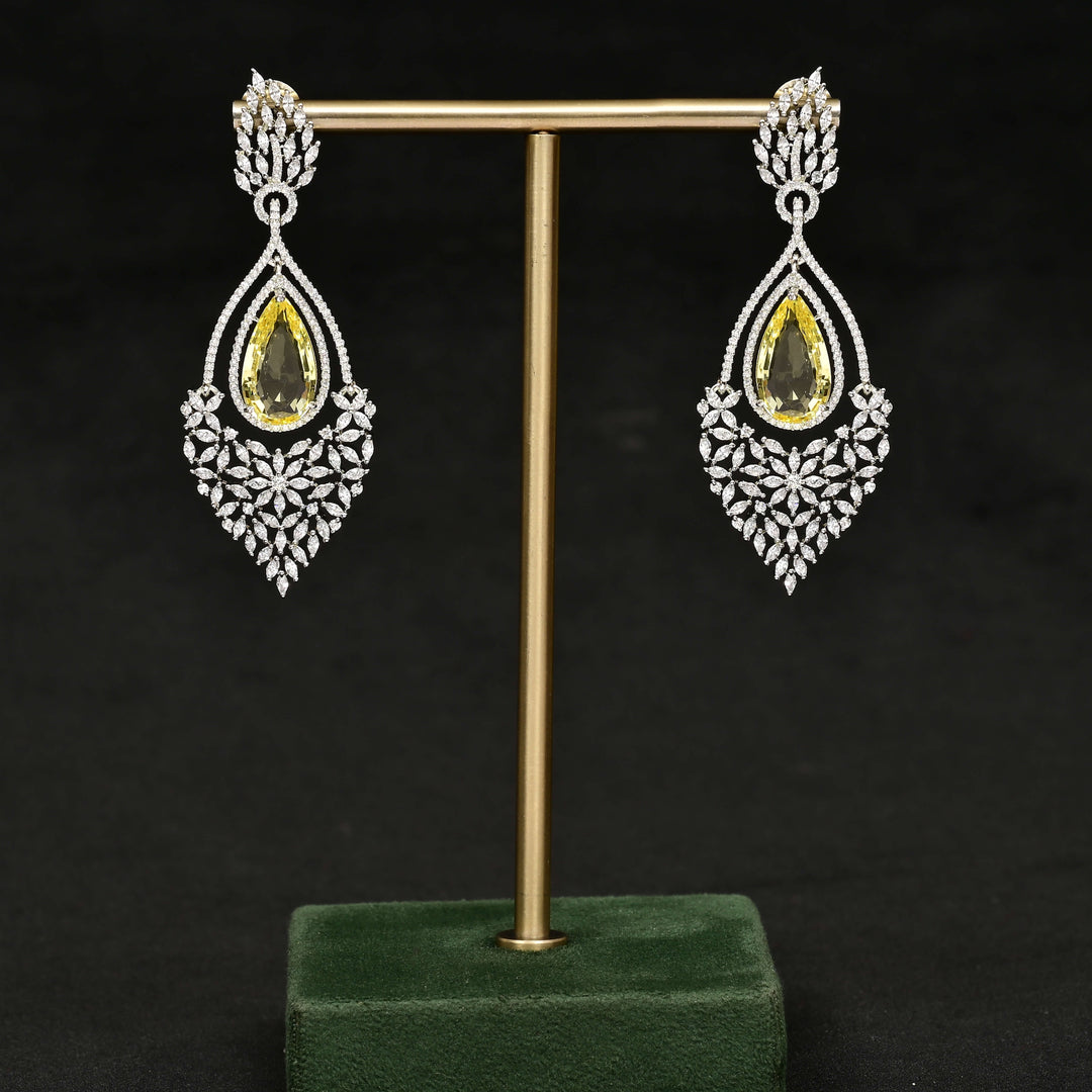 CZ White Gold Earrings