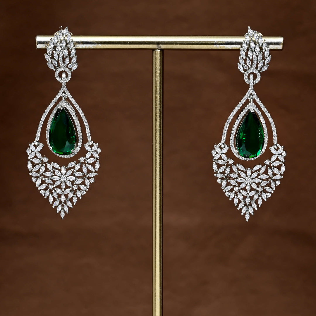 CZ White Gold Earrings