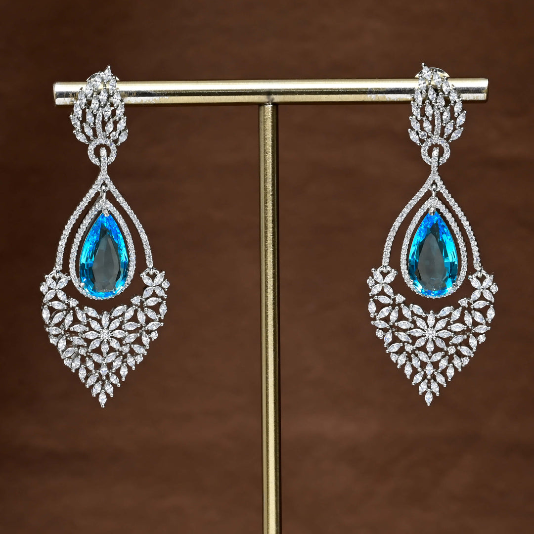 CZ White Gold Earrings