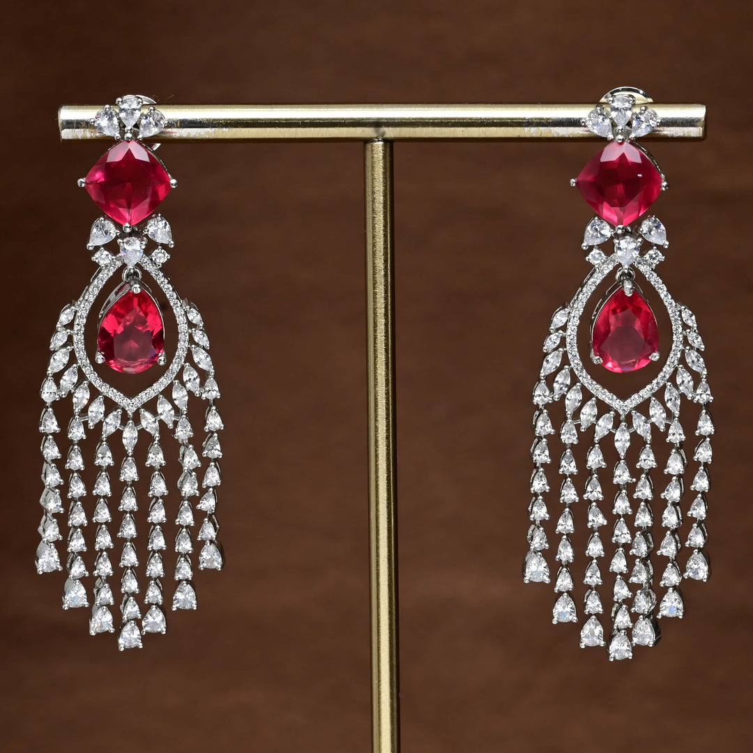 CZ White Gold Earrings