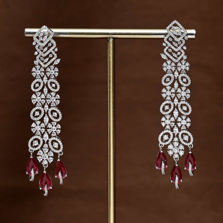 CZ White Gold Earrings