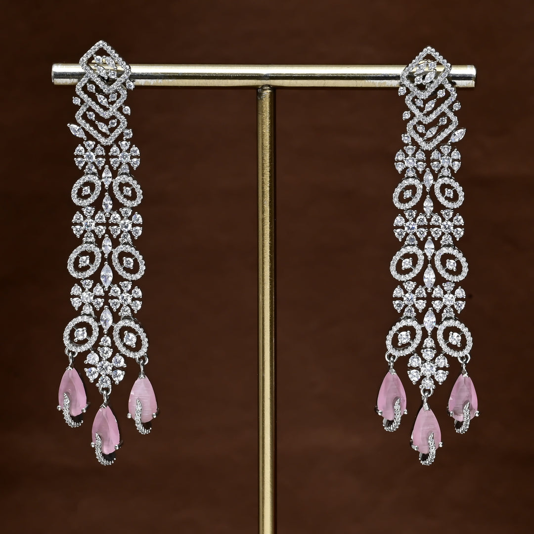 CZ White Gold Earrings