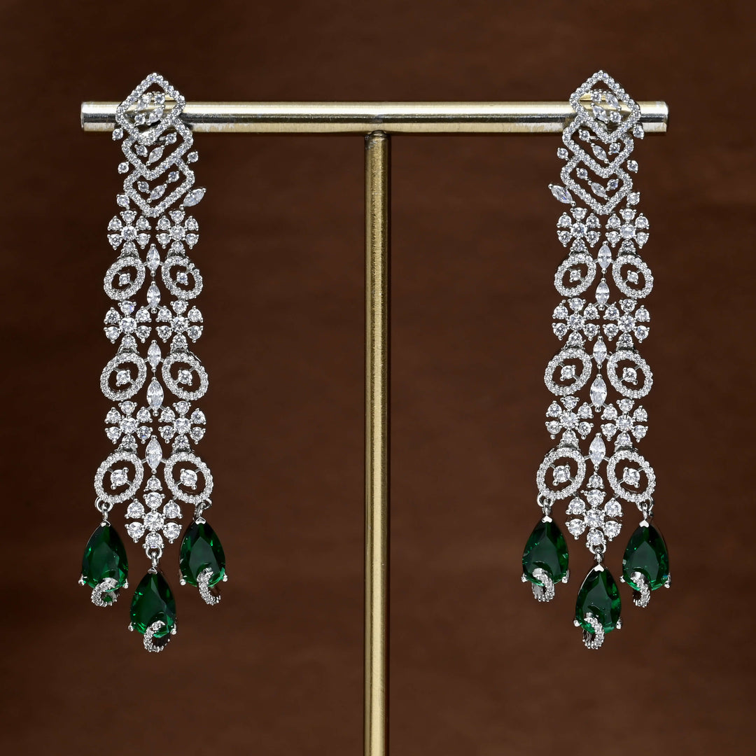 CZ White Gold Earrings