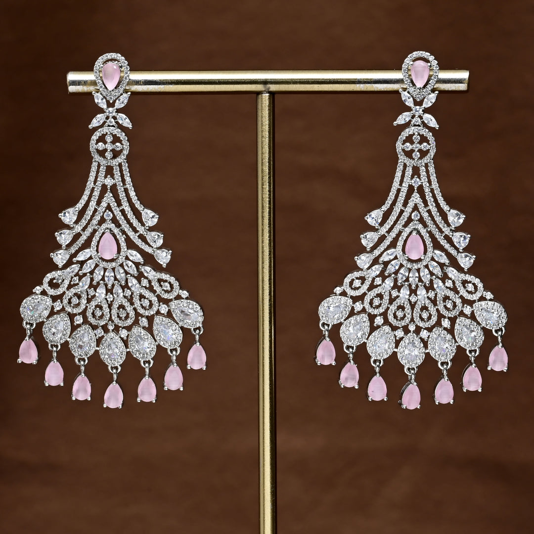 CZ White Gold Earrings