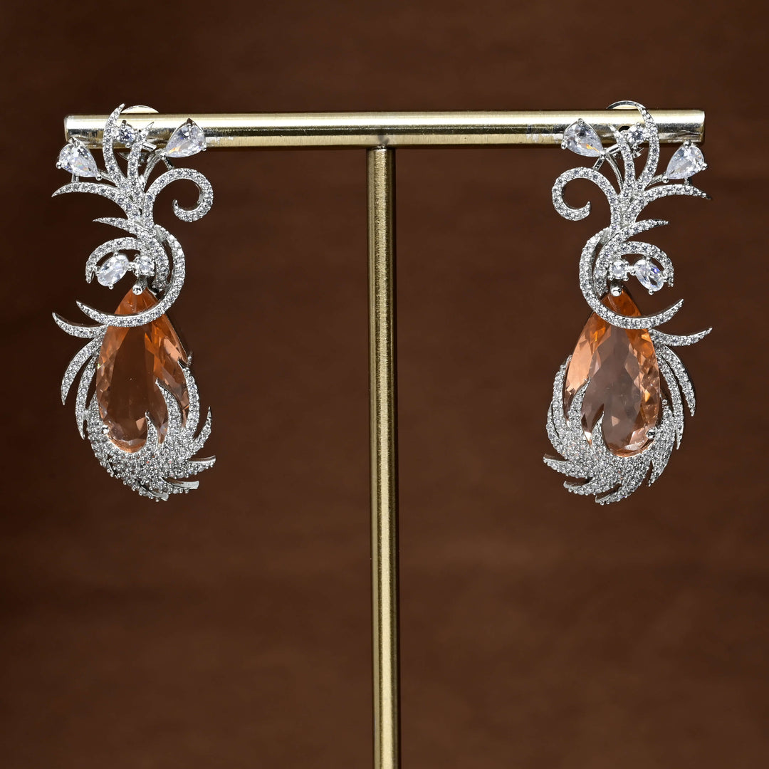 CZ White Gold Earrings