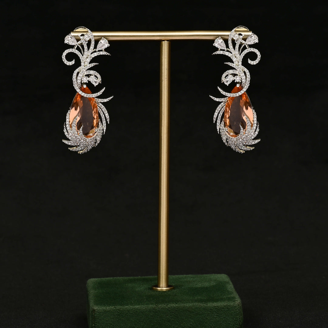 CZ White Gold Earrings