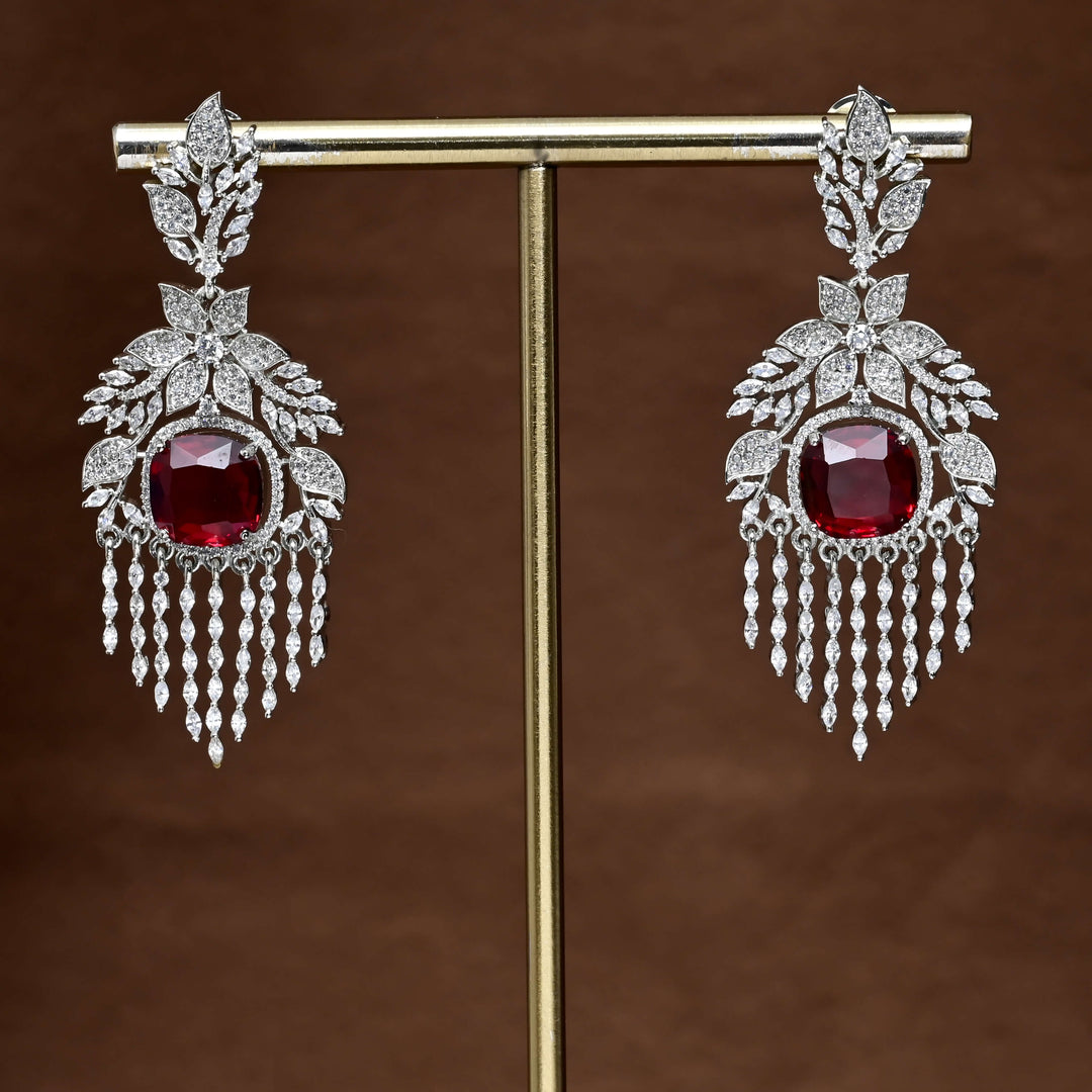 CZ White Gold Earrings