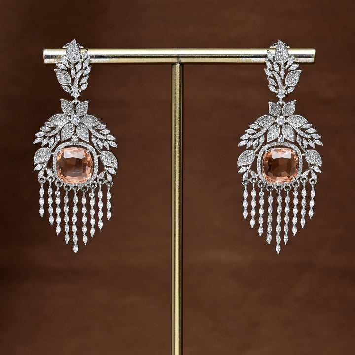 CZ White Gold Earrings