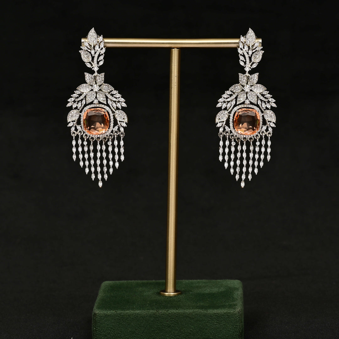 CZ White Gold Earrings