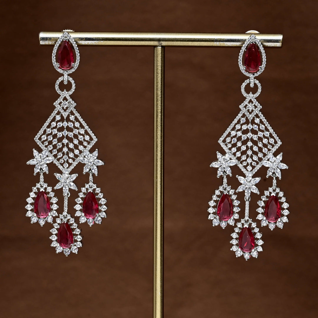 CZ White Gold Earrings