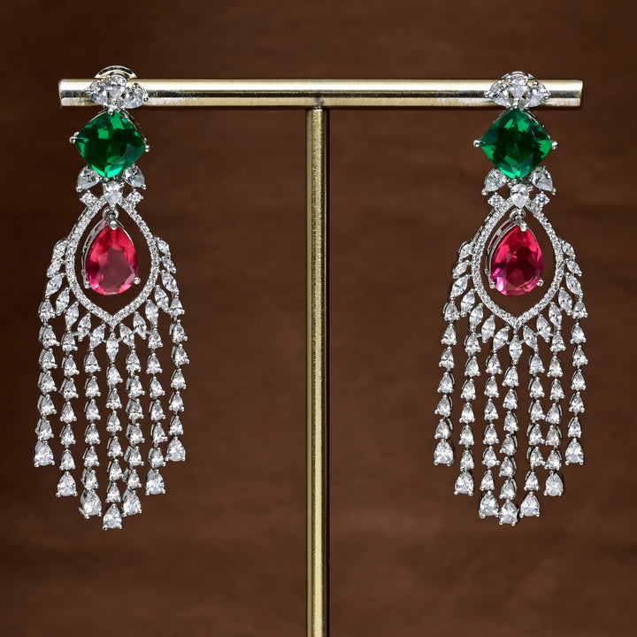 CZ White Gold Earrings