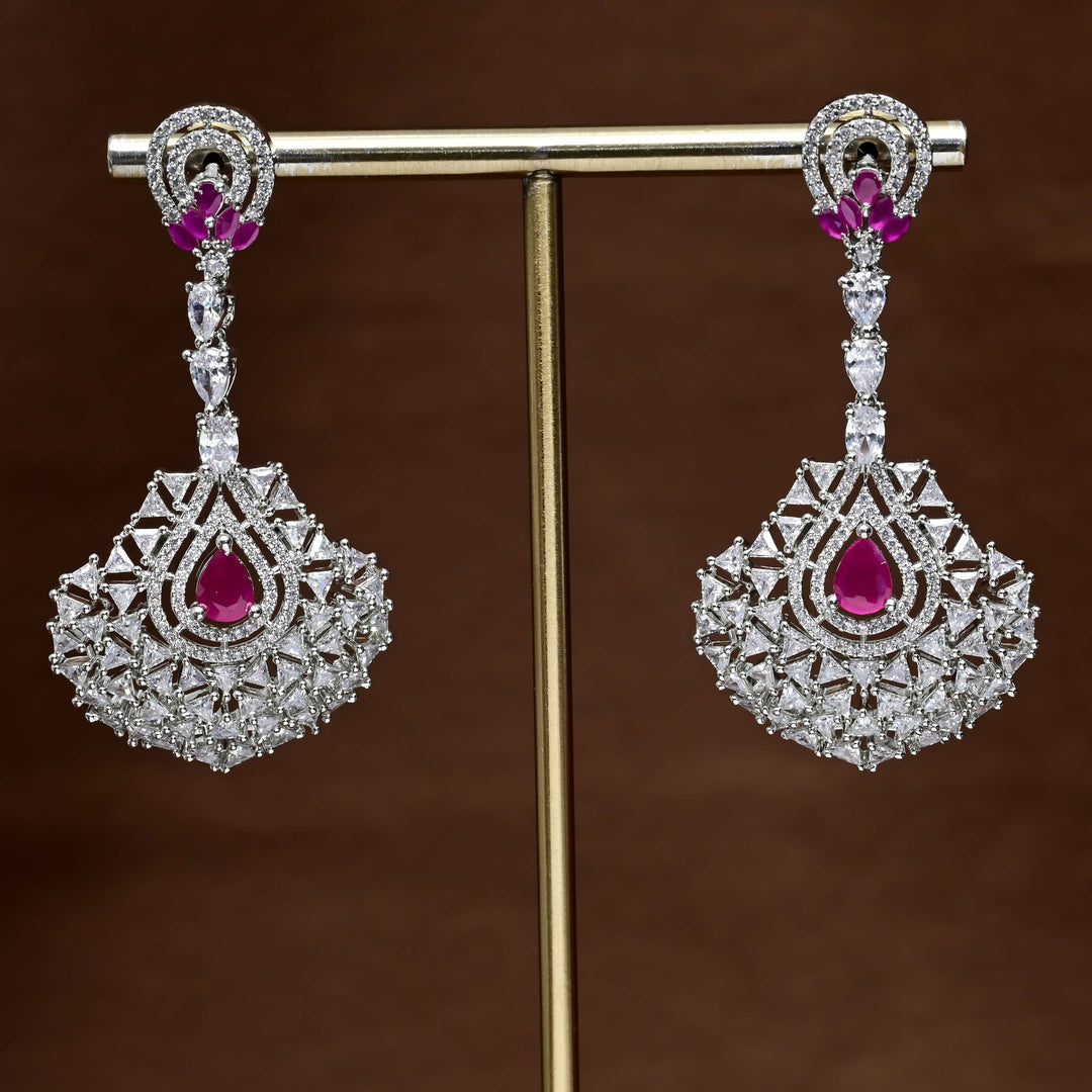 CZ White Gold Earrings