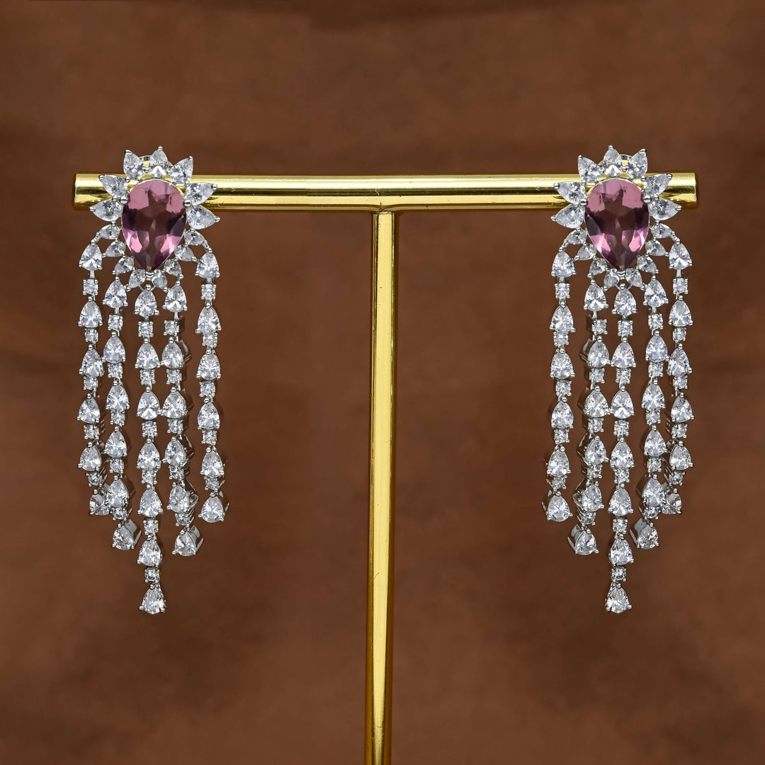 CZ White Gold Earrings