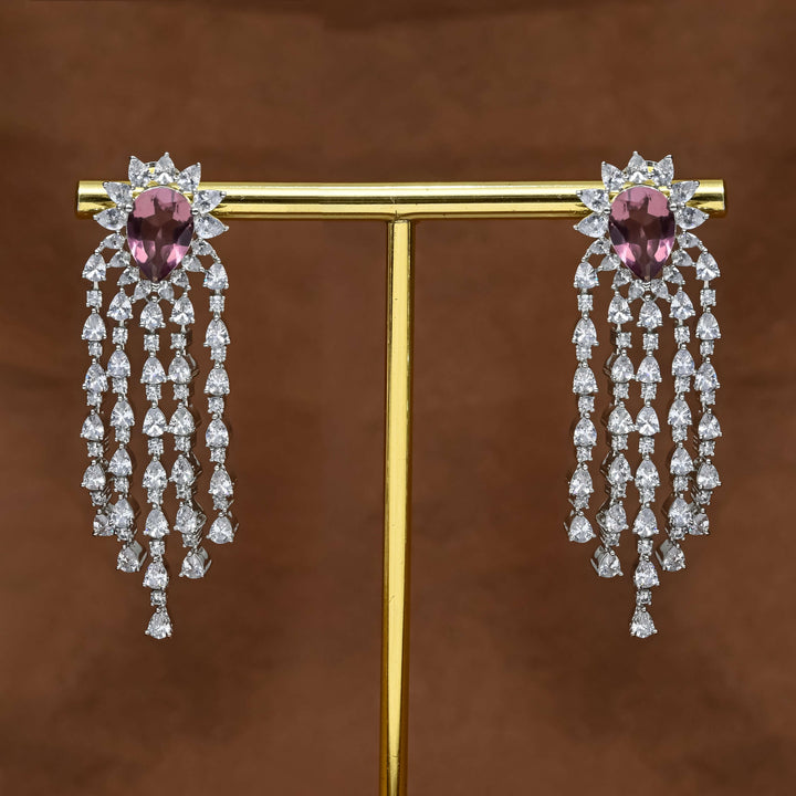 CZ White Gold Earrings