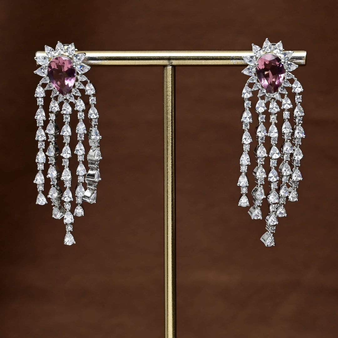 CZ White Gold Earrings