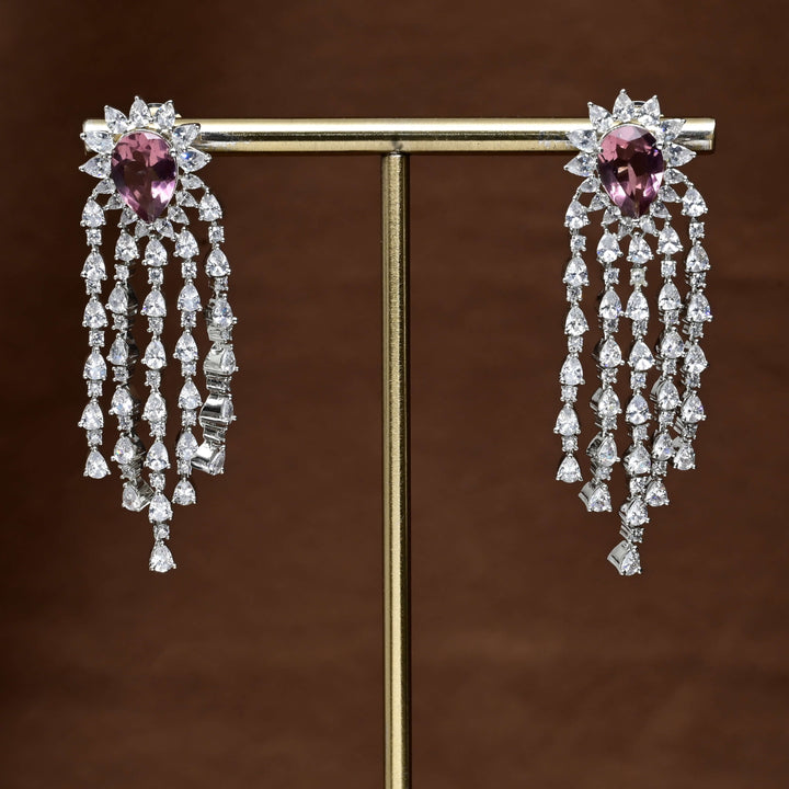 CZ White Gold Earrings