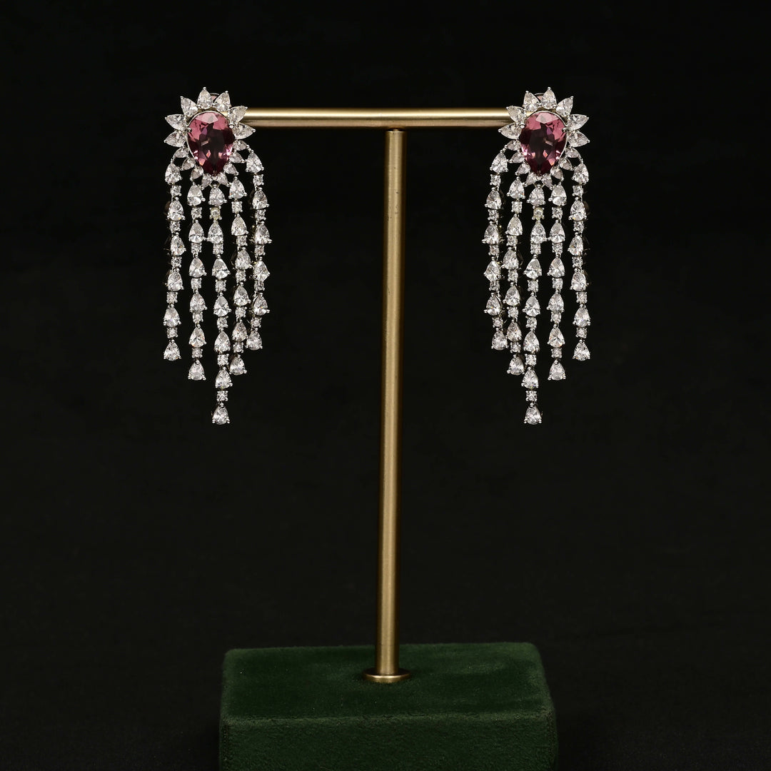 CZ White Gold Earrings