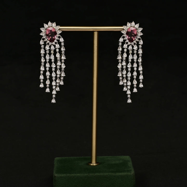 CZ White Gold Earrings