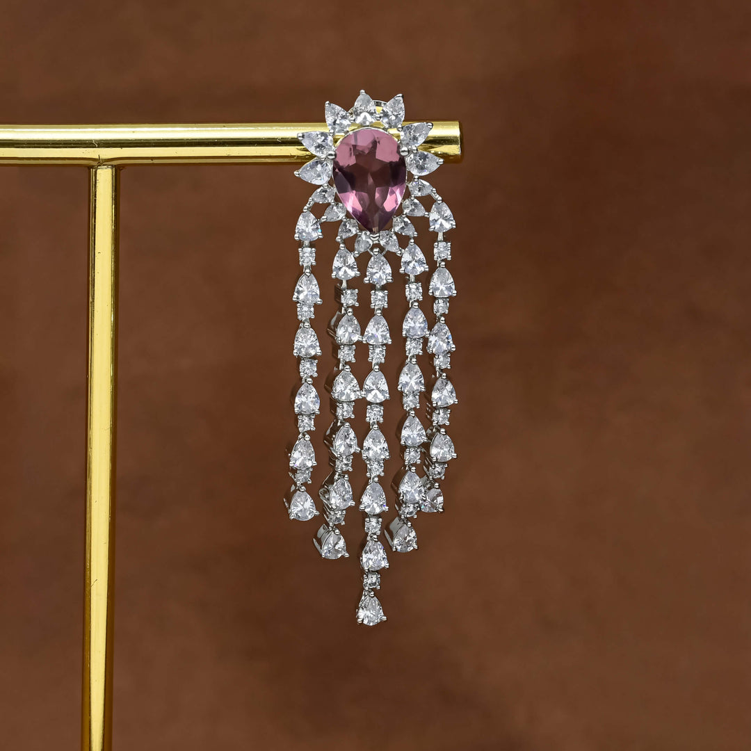 CZ White Gold Earrings
