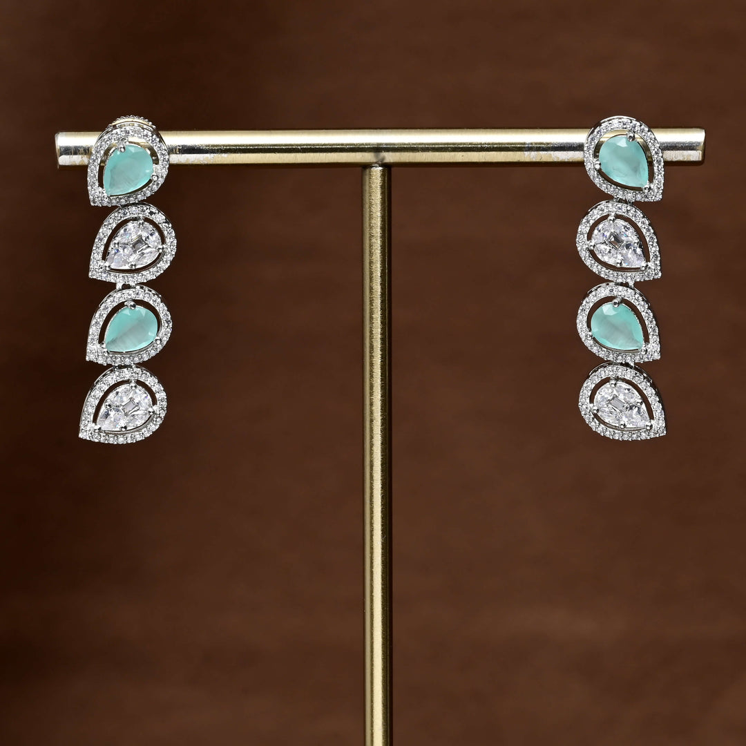 CZ White Gold Earrings