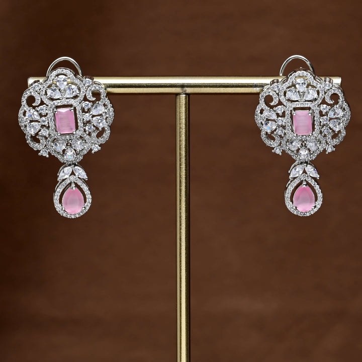 CZ White Gold Earrings