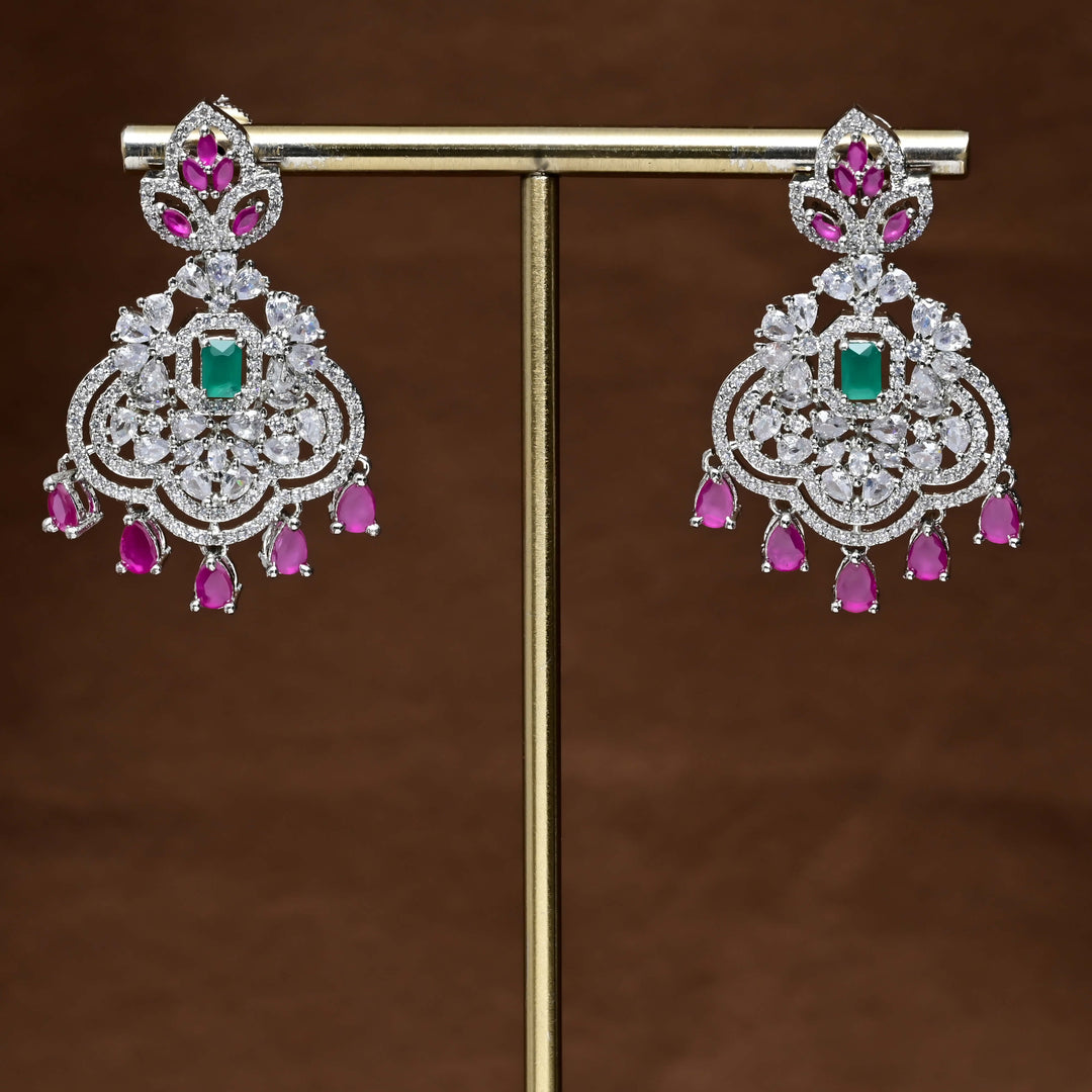 CZ white Gold Earrings