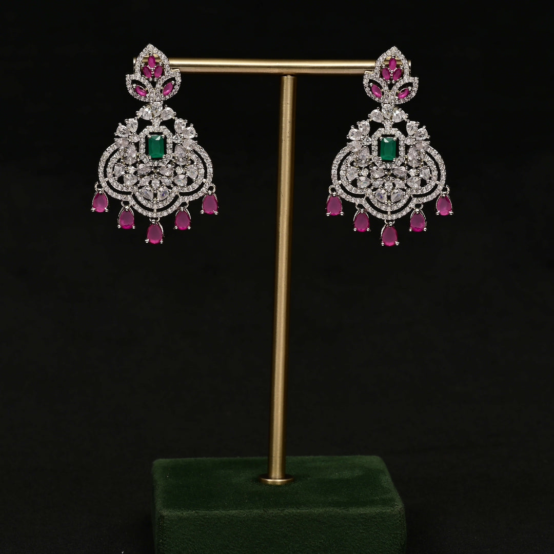 CZ White Gold Earrings