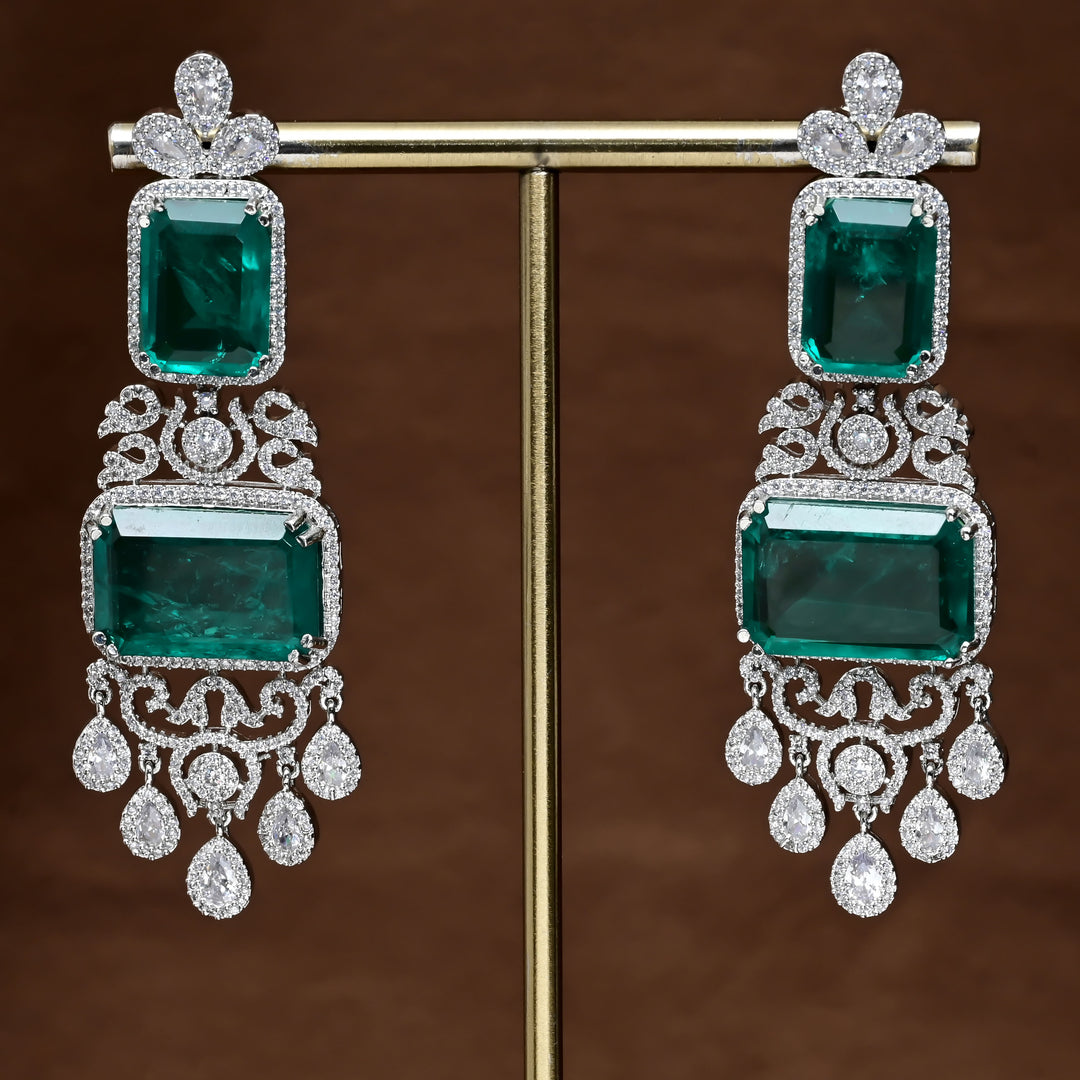 CZ White Gold Earrings
