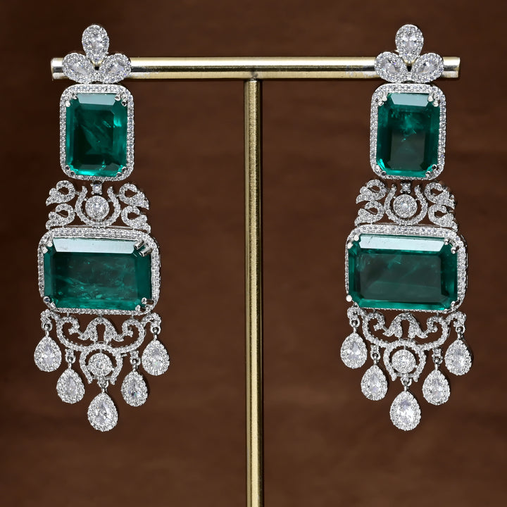 CZ White Gold Earrings