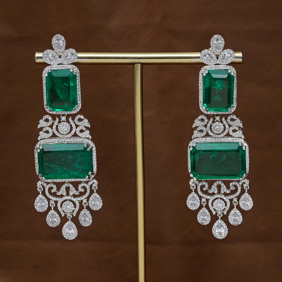 CZ White Gold Earrings