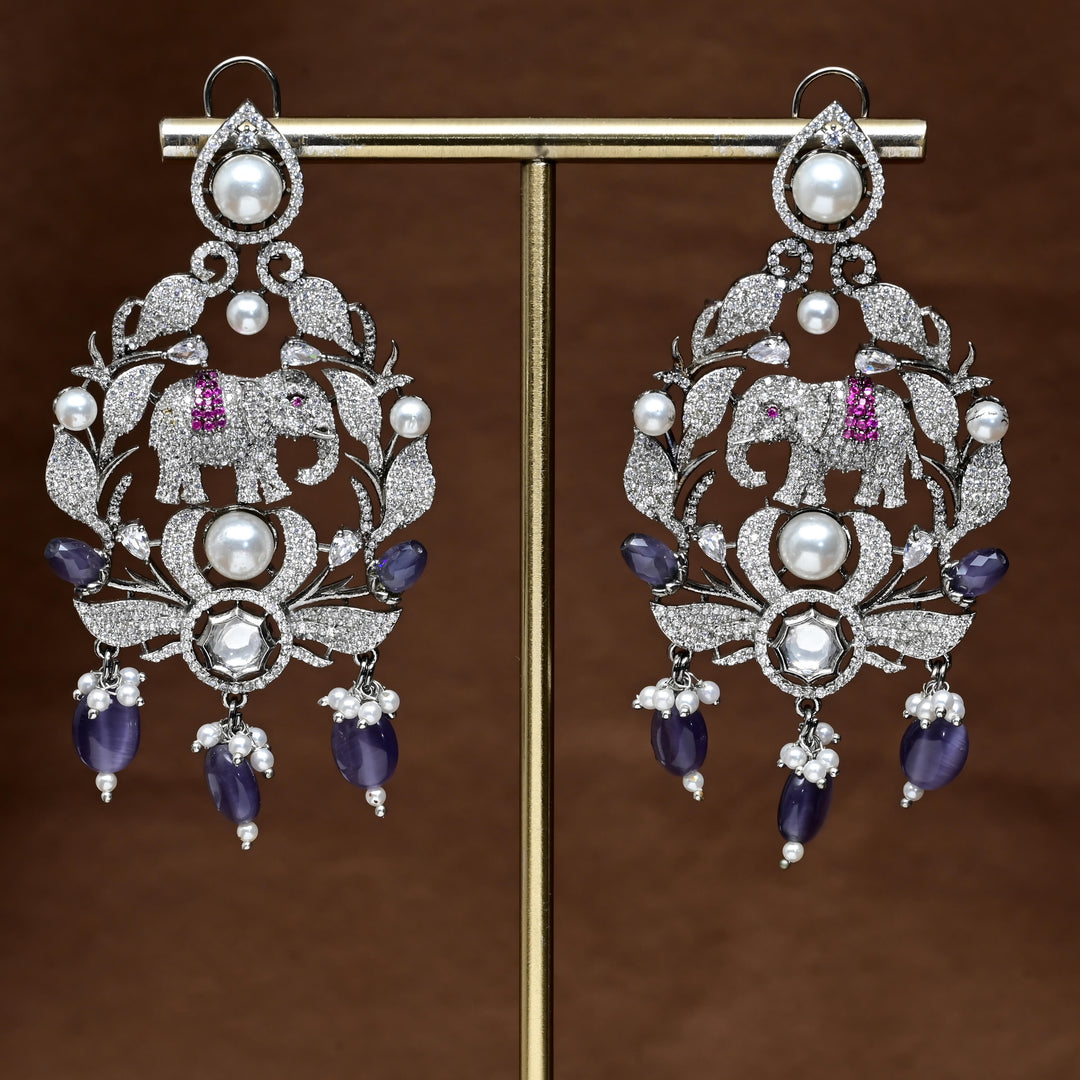 CZ White Gold Earrings