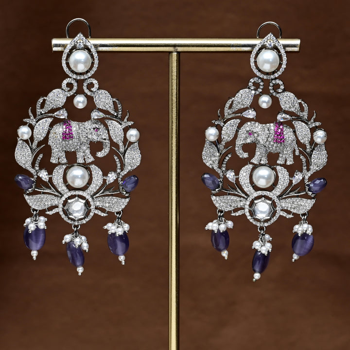 CZ White Gold Earrings