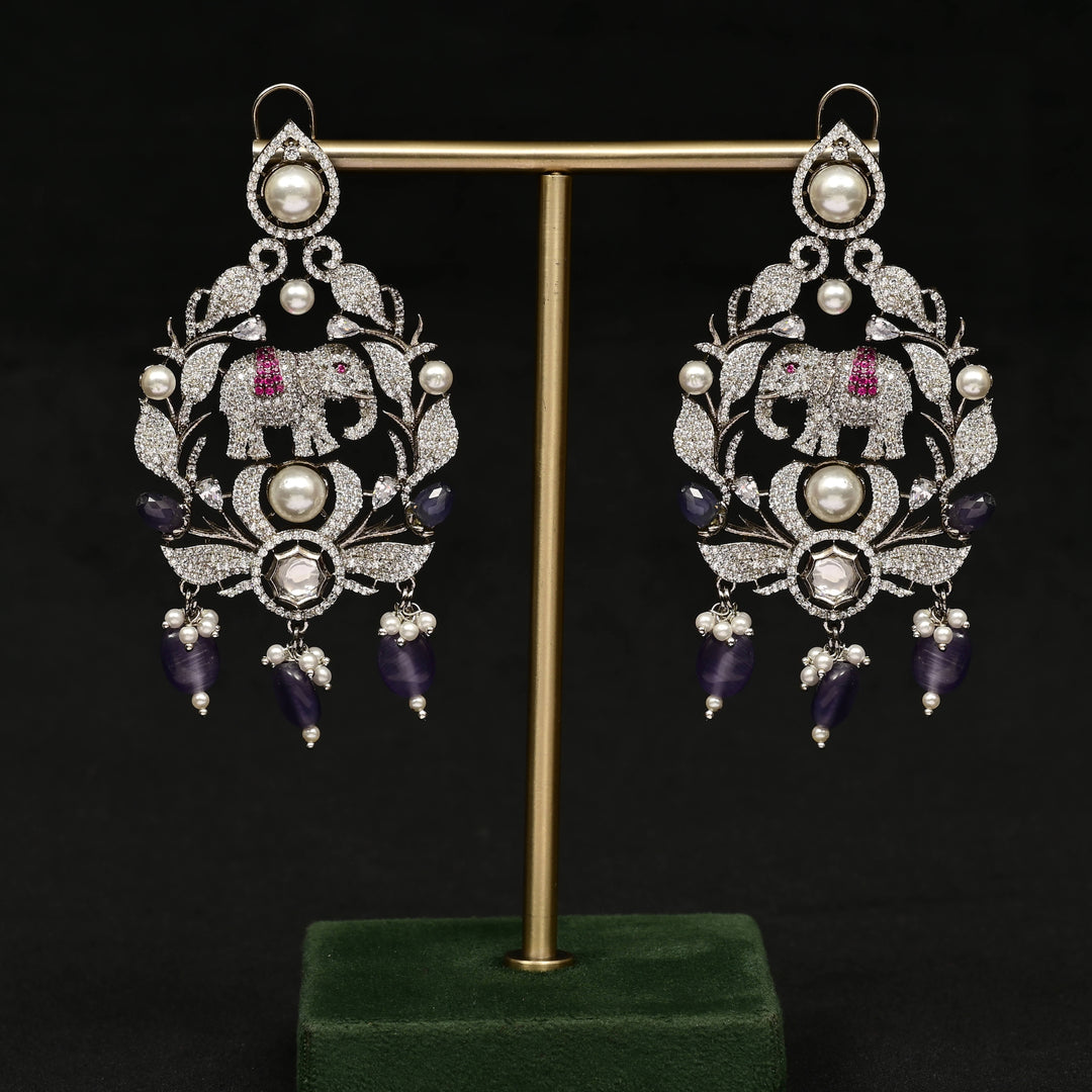 CZ White Gold Earrings