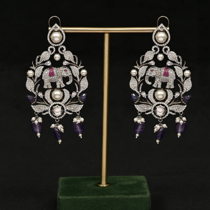 CZ White Gold Earrings