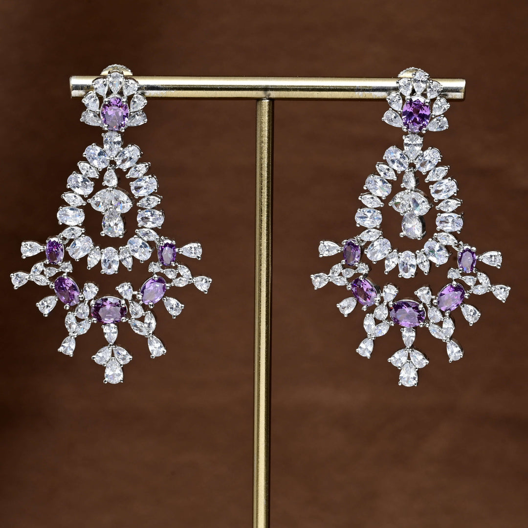 CZ White Gold Earrings