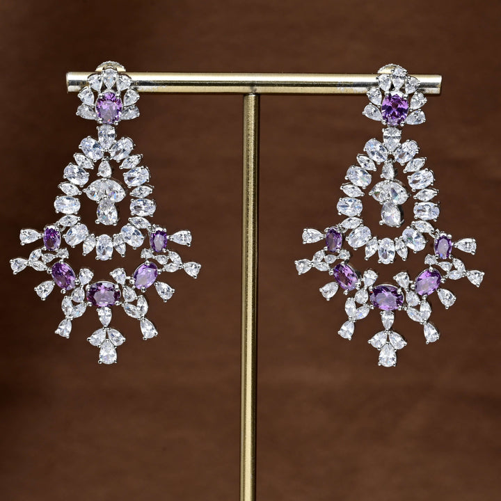CZ White Gold Earrings