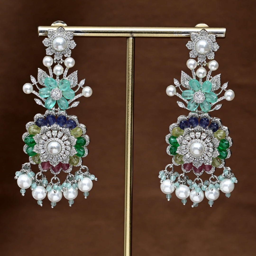 CZ White Gold Earrings