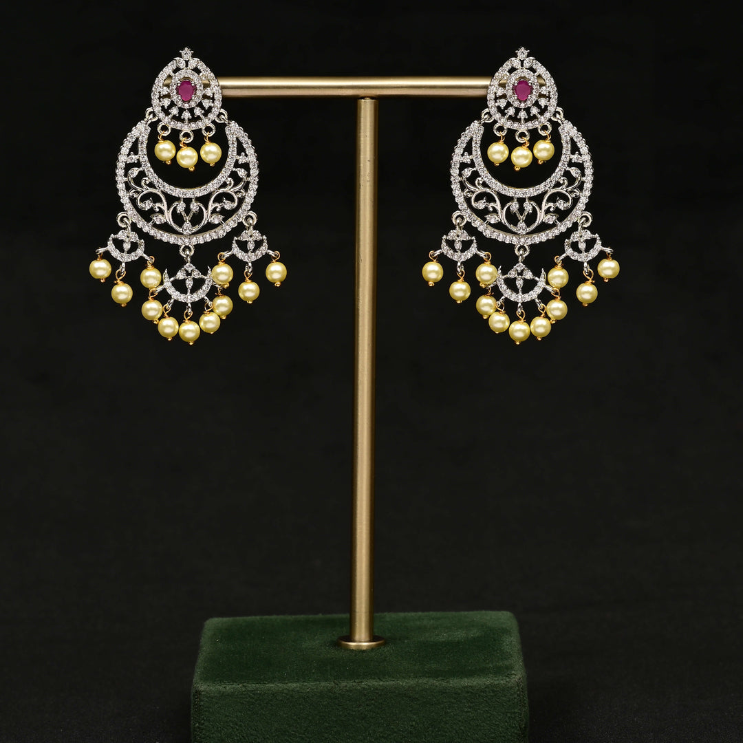 CZ White Gold Earrings