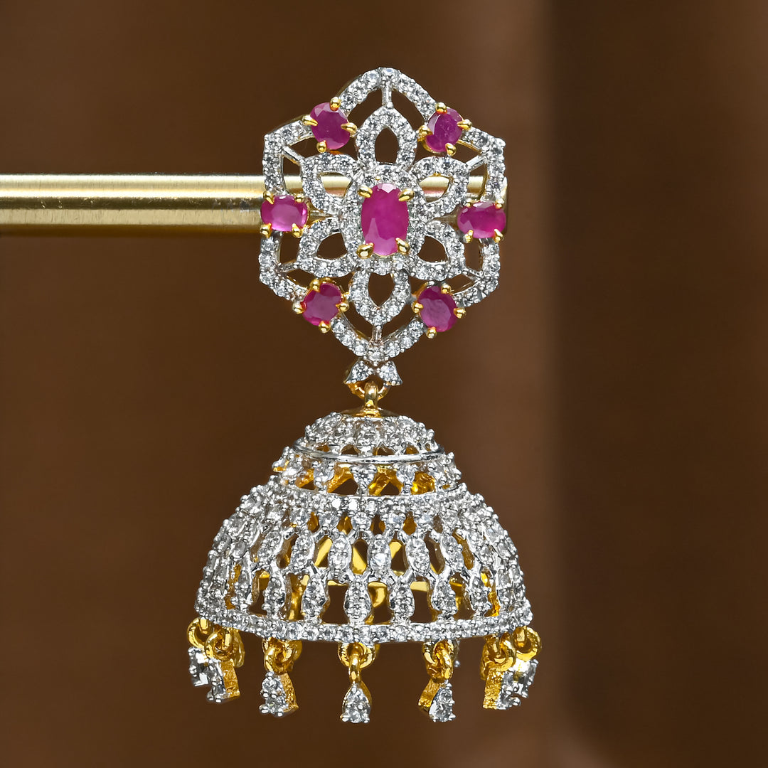 CZ Ruby Jhumka