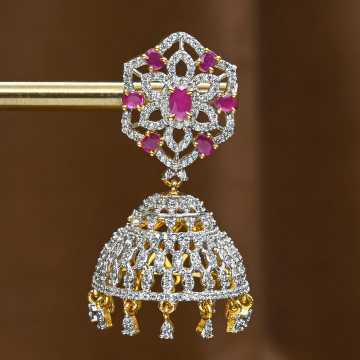 CZ Ruby Jhumka