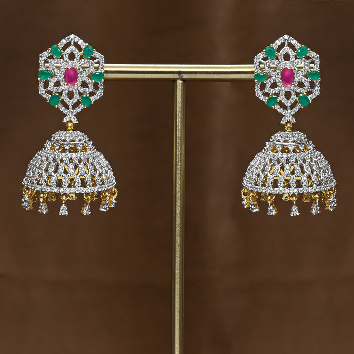 CZ Ruby Emerald Jhumka
