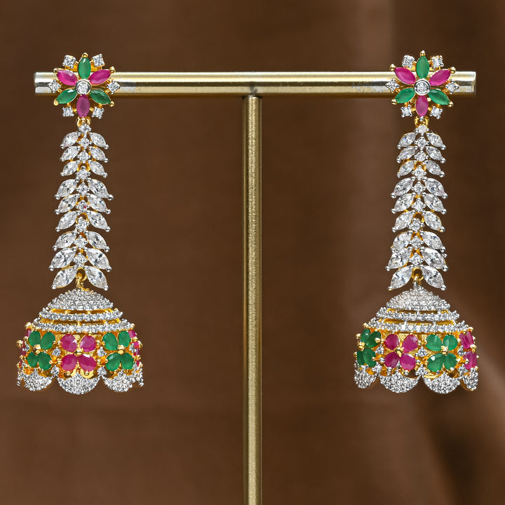 CZ Ruby Emerald Jhumka