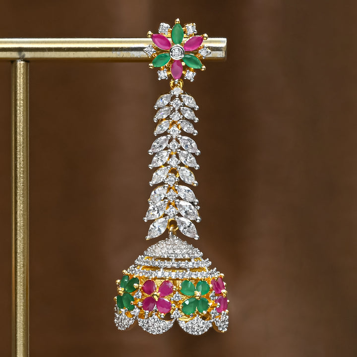 CZ Ruby Emerald Jhumka