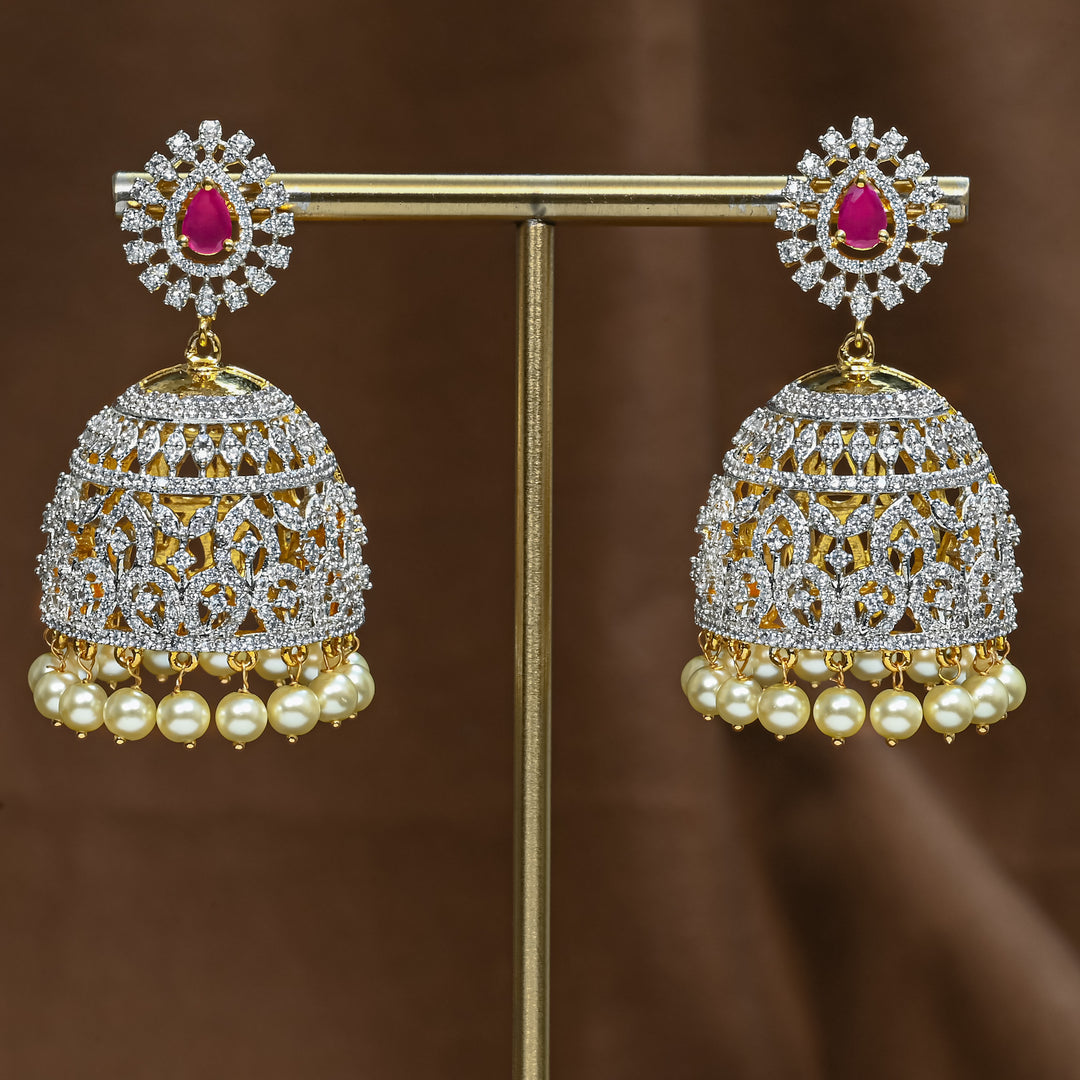CZ Ruby Jhumka