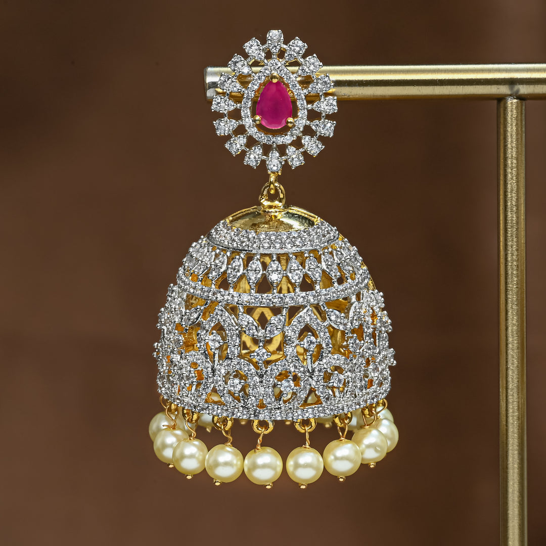 CZ Ruby Jhumka