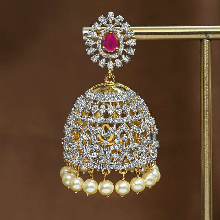 CZ Ruby Jhumka