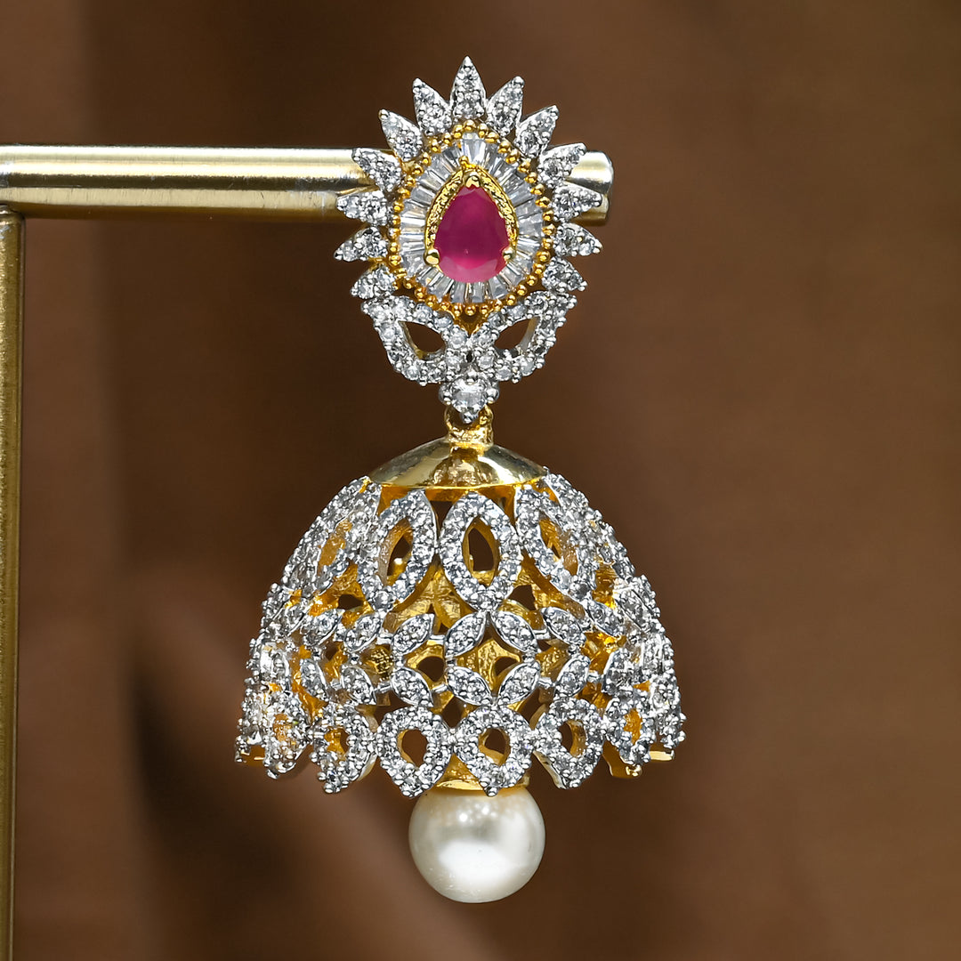 CZ Ruby Jhumka
