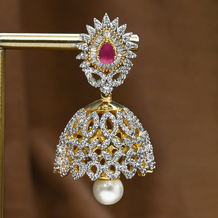 CZ Ruby Jhumka