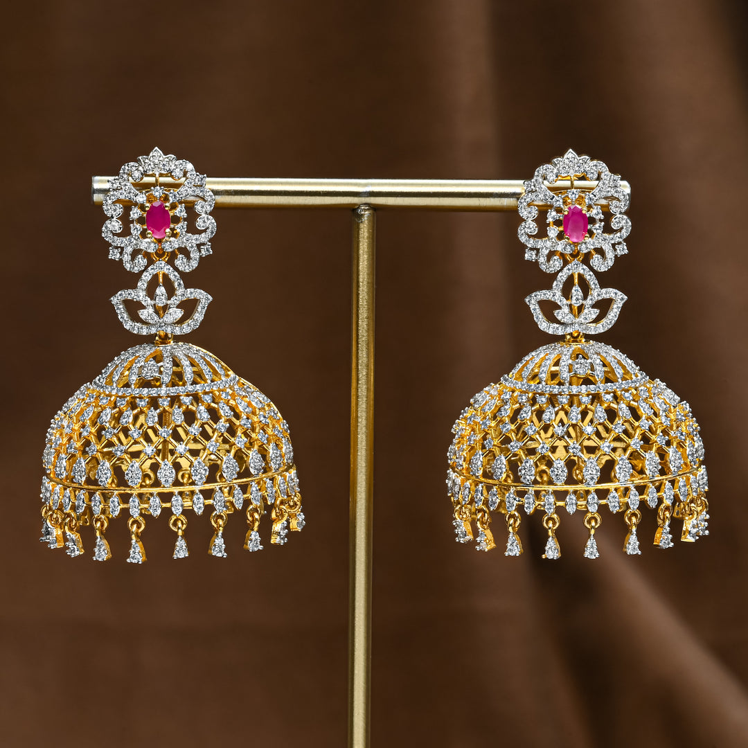 CZ Ruby Jhumka