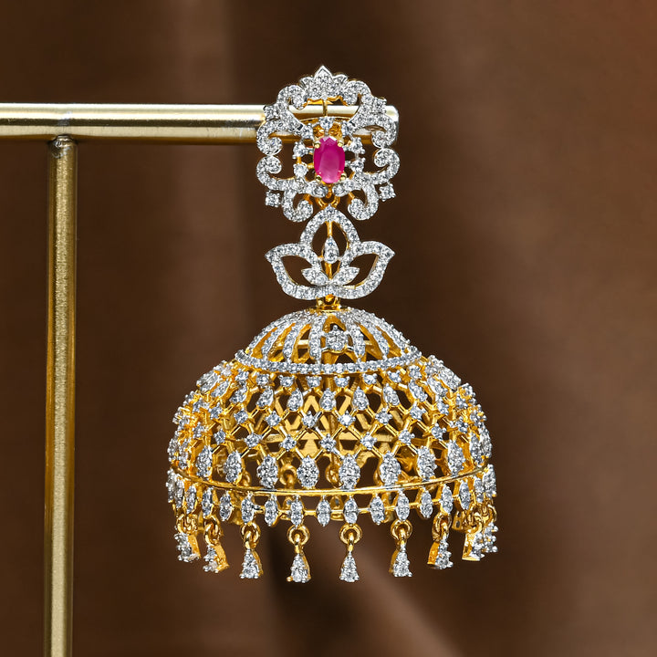 CZ Ruby Jhumka